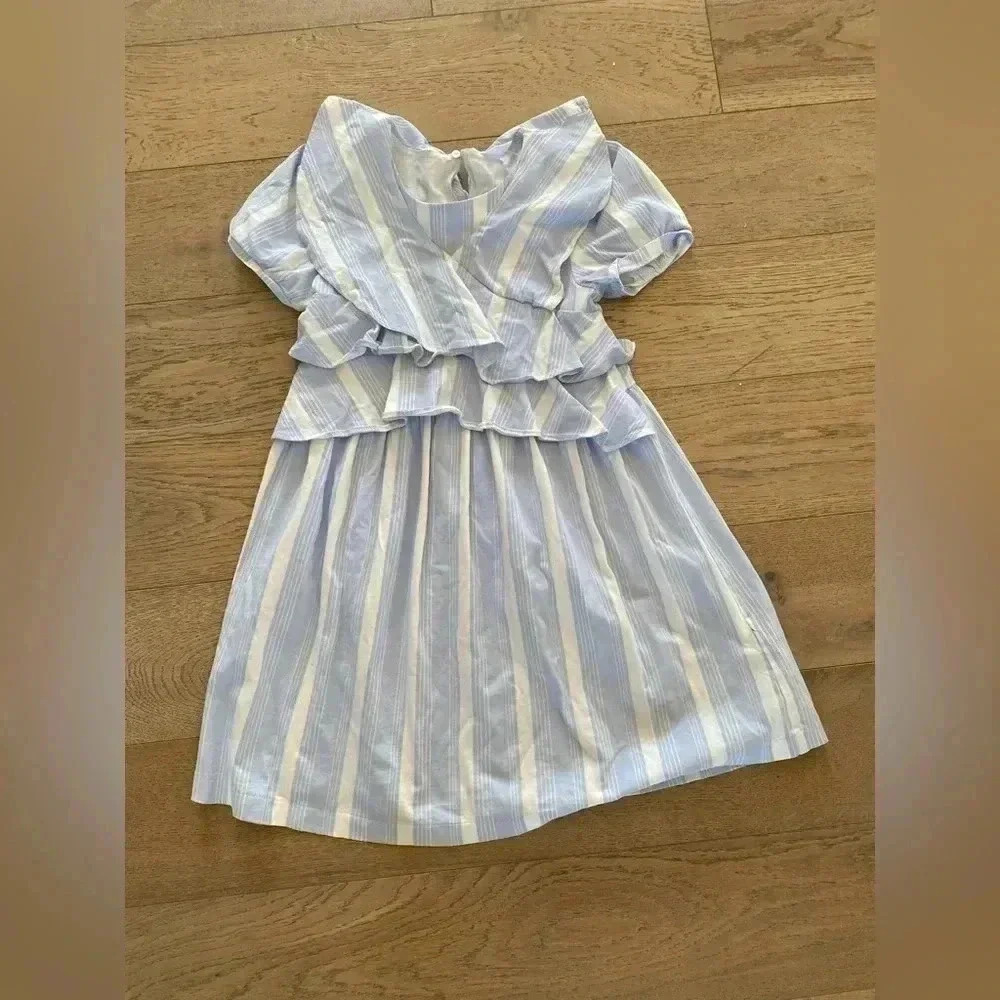 Zara Kids Blue and White Striped Dress